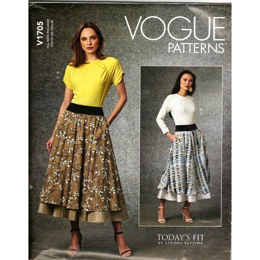 Vogue V1705 Misses All Sizes Sandra Betzina Top and Layered Skirt Sewing Pattern